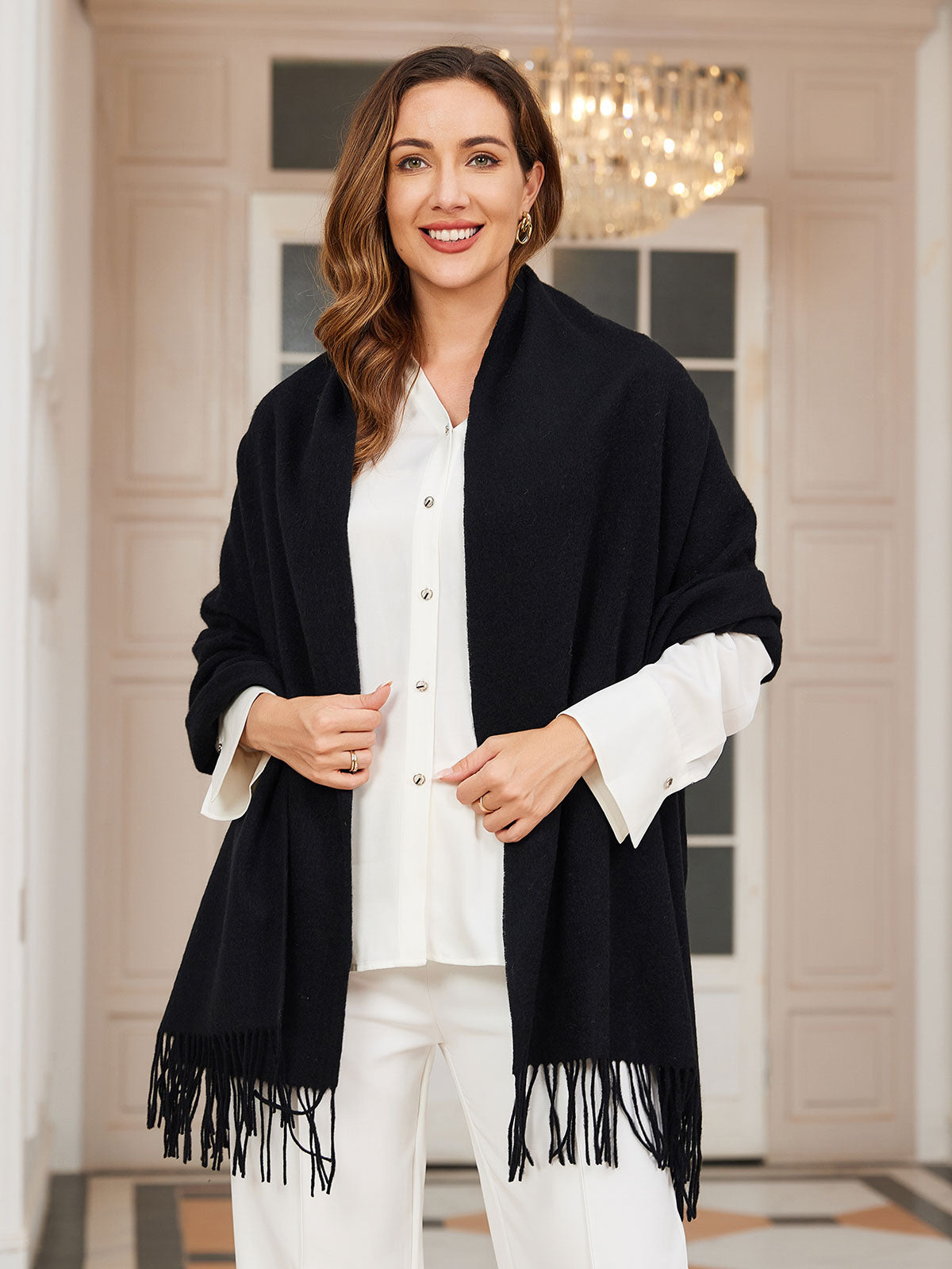 [Black] SilkSilky-UK Wool Scarf 002