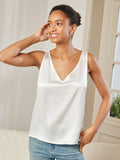 SilkSilky UK Pure Silk Sleeveless V Neck Camisole White 003