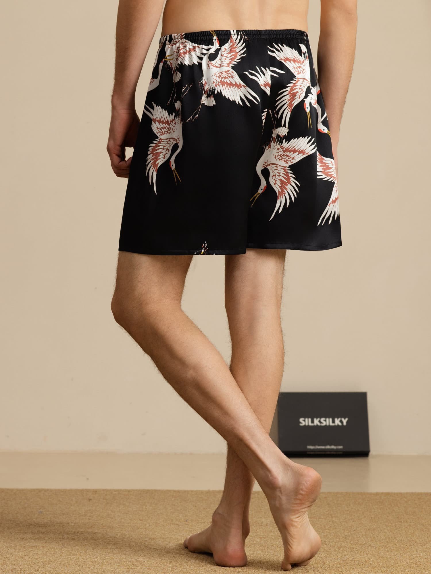 [Black] SilkSilky-UK 19Momme Mens Sleep Bottoms 002