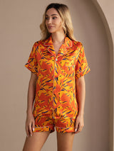 [Orange Fox] SilkSilky-UK Short Sleeve Lapel Collar Women's Pyjamas 003