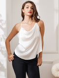 SilkSilky UK Pure Silk Sleeveless Cowl Neck Camisole White 003