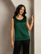 [Dark Green] SilkSilky-UK Sleeveless Round Neck Camisole 004
