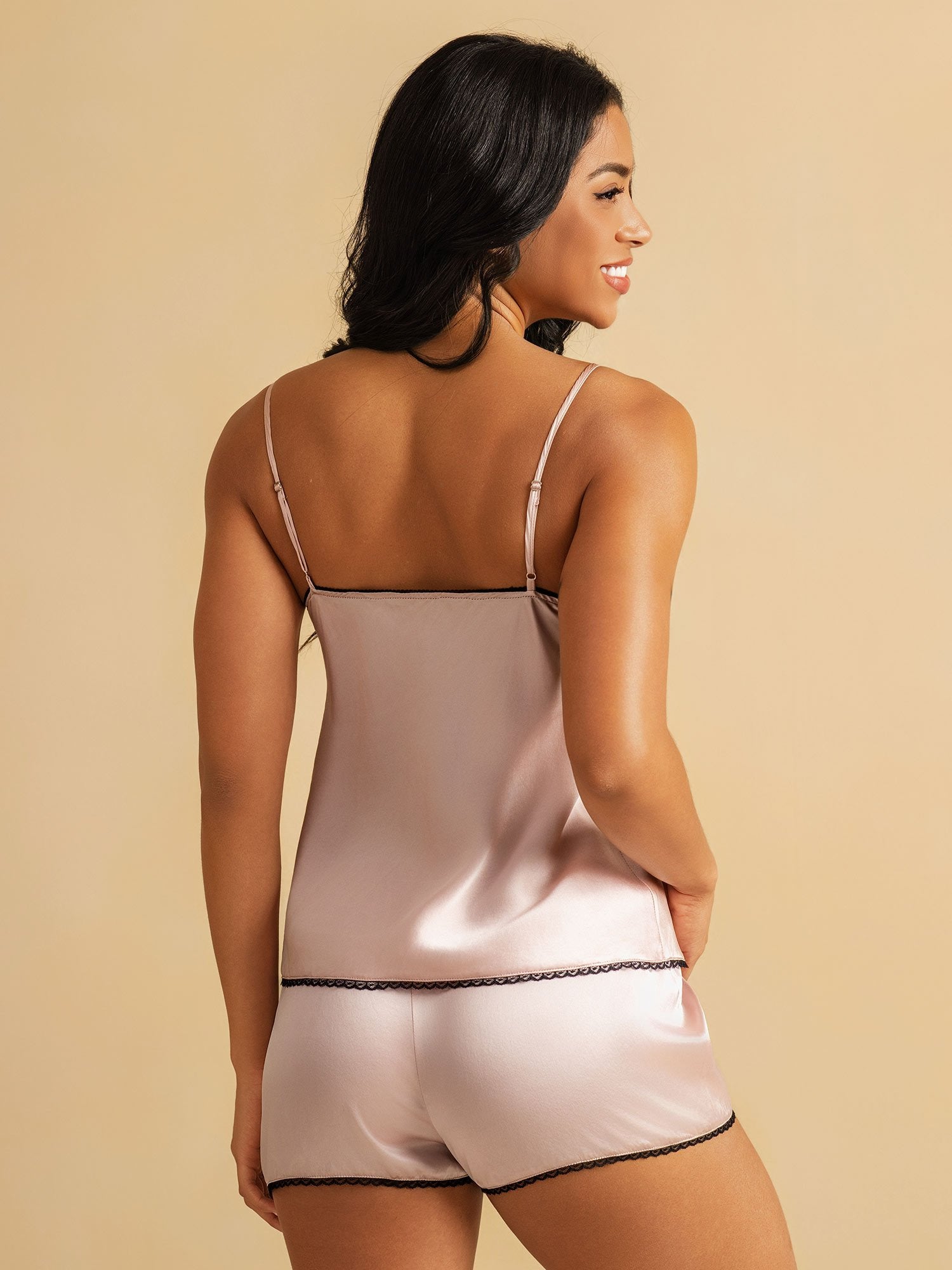 [Pink] SilkSilky-UK Pure Silk Wrap Camisole Set 002
