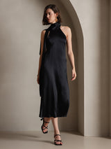 [Black] SilkSilky-UK Sleeveless Tie Neck Dress 007