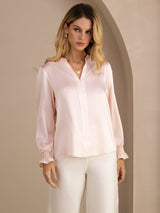 [Pink] SilkSilky-UK Long Sleeve Split Women's Blouse 001