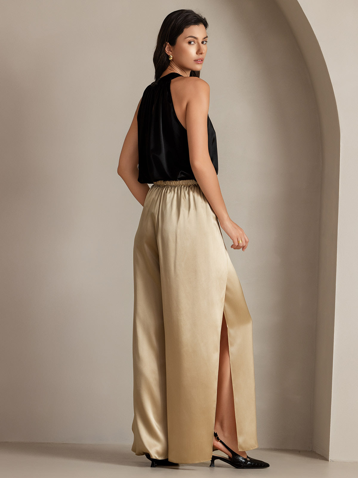 [Champagne] SilkSilky-UK 19Momme Silk Split Women's Pants 009