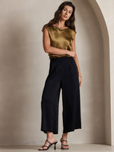 [Brown] SilkSilky-UK Cap Sleeve Round Neck Women's T-Shirt 006