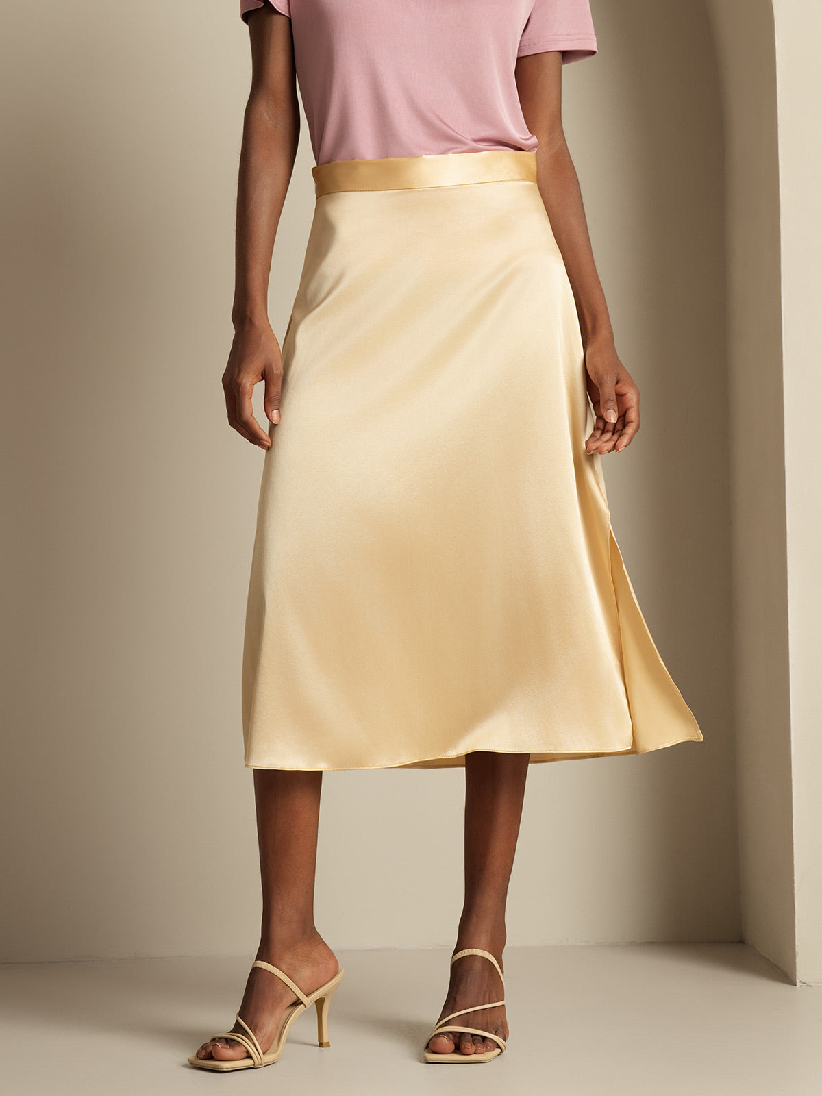 [Champagne] SilkSilky-UK 19Momme Silk Skirt 003