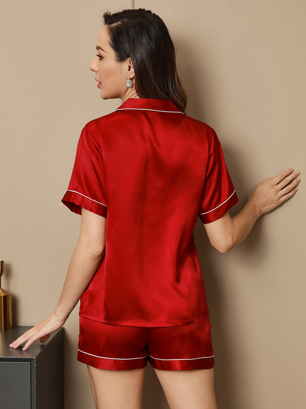 [Wine] SilkSilky-UK Pure Silk Womens Pajamas 002