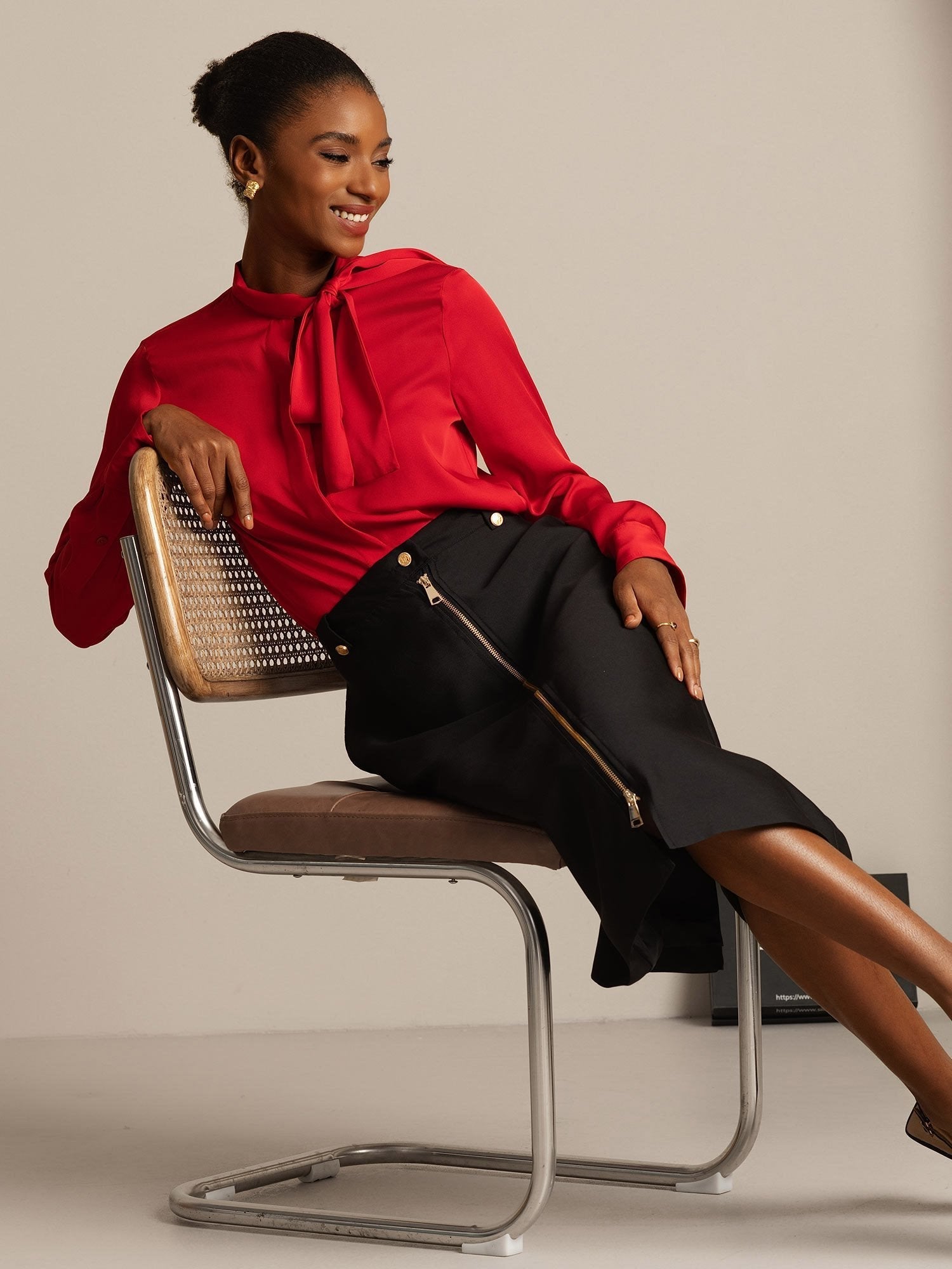 [Black] SilkSilky-UK 32Momme Silk-Wool Blend Split Skirt 008,