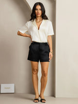 [Black] SilkSilky-UK 19Momme Silk Womens Shorts 004,