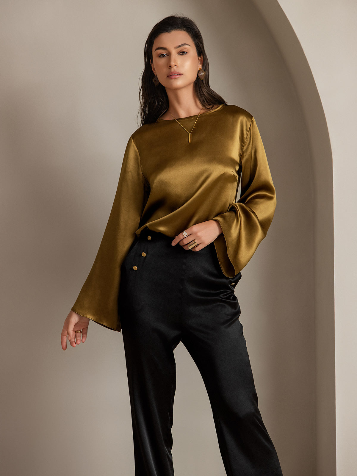 [Black] SilkSilky-UK 19Momme Silk Womens Pants 008