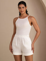 [White] SilkSilky-UK Sleeveless Crew Neck Camisole 003