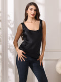 SilkSilky UK Pure Silk Sleeveless U Neck Camisole Black 001