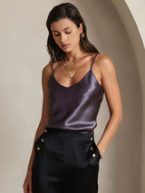 [Purple Gray] SilkSilky-UK Spaghetti Strap V Neck Camisole 007