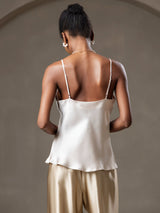 [Beige] SilkSilky-UK Spaghetti Strap V Neck Camisole 002