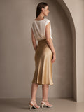 SilkSilky-UK 19Momme Pure Silk Skirt Champagne 006