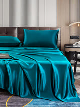 [Teal] SilkSilky-UK 22Momme Pure Silk Bedding Set 006,