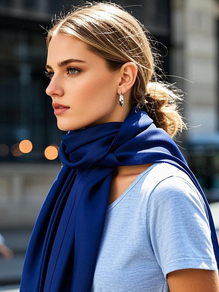 [Dark Blue] SilkSilky-UK Scarf 002