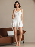 SilkSilky-UK Pure Silk V Neck Dress White 004