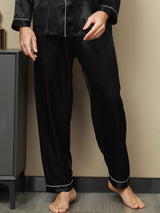 [Black] SilkSilky-UK Pure Silk Mens Sleep Bottoms 003,
