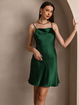 [Green] SilkSilky-UK Spaghetti Strap Cowl Neck Dress 005