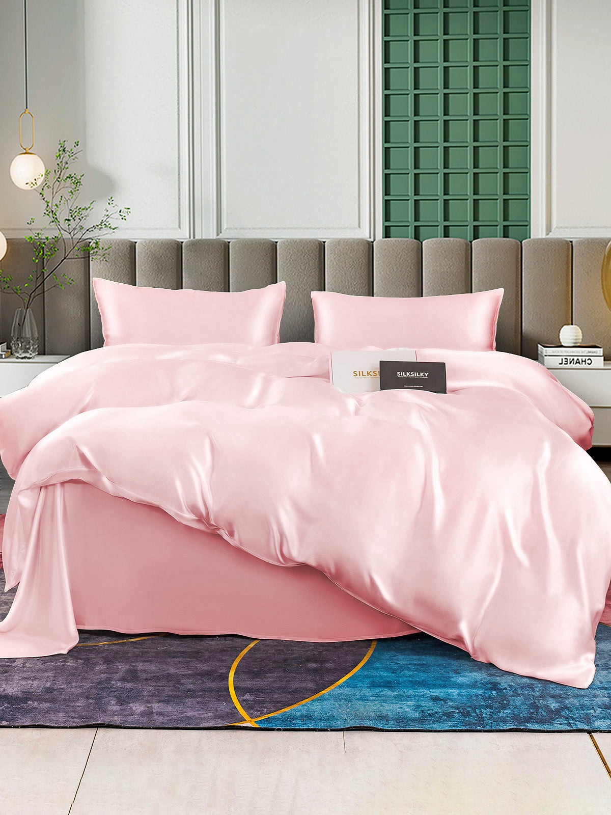 SilkSilky UK 25Momme Pure Silk Bedding Set Pink 001