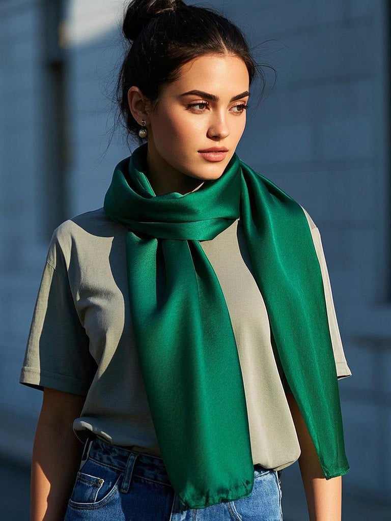 [Dark Green] SilkSilky-UK Scarf 001