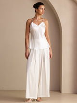 [White] SilkSilky-UK Spaghetti Strap V Neck Camisole 006