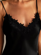 [Black] SilkSilky-UK Spaghetti Strap Nightgown 006