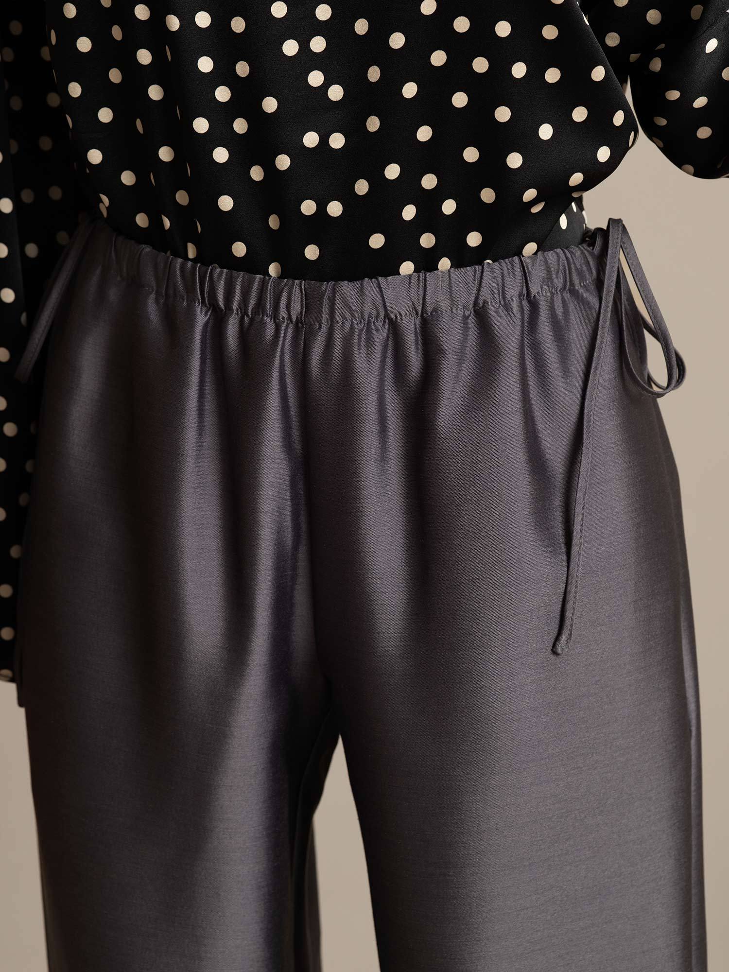 [Gray] SilkSilky-UK 32Momme Silk-Wool Blend Womens Pants 004,