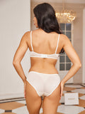 SilkSilky UK Silk Knitted Bra&Panty Set White 003