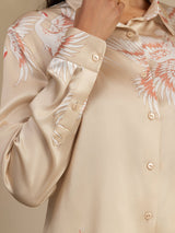 [Champagne] SilkSilky-UK Long Sleeve Lapel Collar Women's Shirt 005