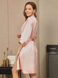 SilkSilky UK Pure Silk Half Sleeve Womens Robe Pink 002