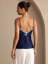 [Dark Blue] SilkSilky-UK Spaghetti Strap V Neck Camisole 002