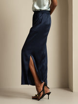[Dark Blue] SilkSilky-UK 19Momme Silk Split Women's Pants 001,