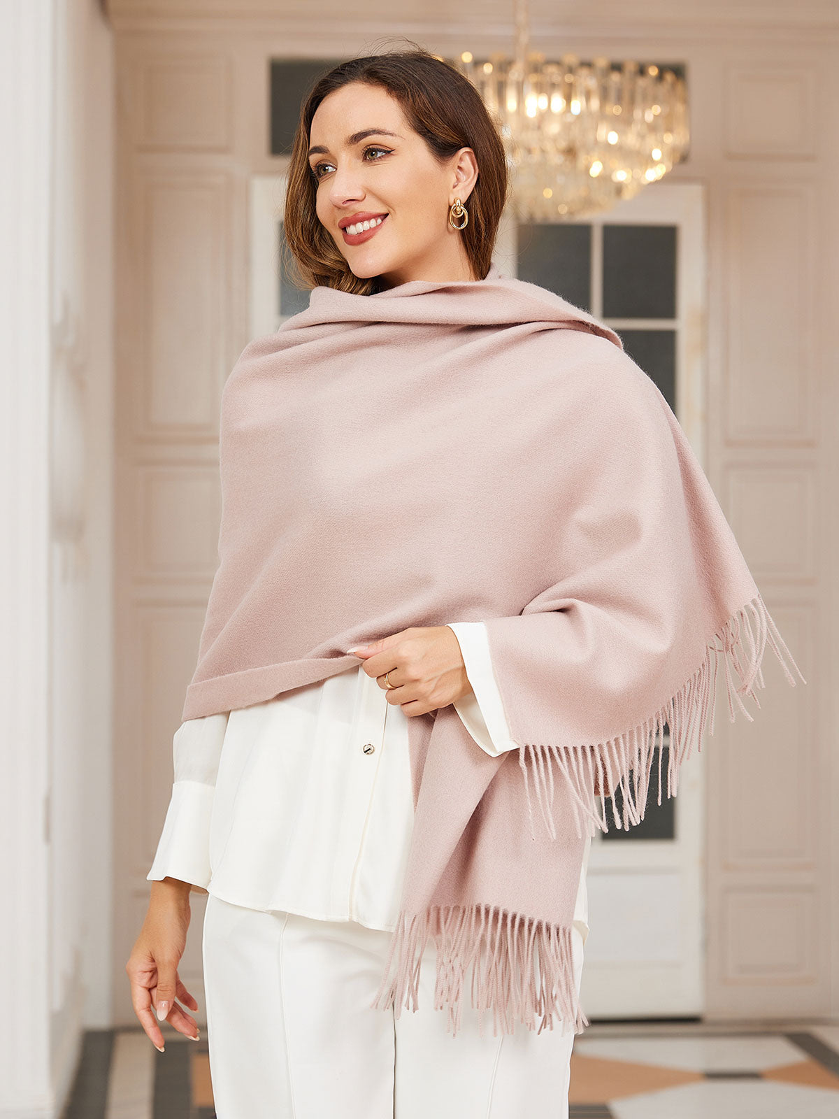 [Light Beige] SilkSilky-UK Wool Scarf 003