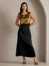 [Brown] SilkSilky-UK 19Momme Stretch Silk Charmeuse Sleeveless Round Neck Camisole 006