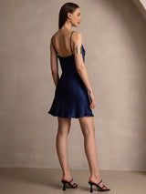[Dark Blue] SilkSilky-UK Spaghetti Strap Cowl Neck Dress 002