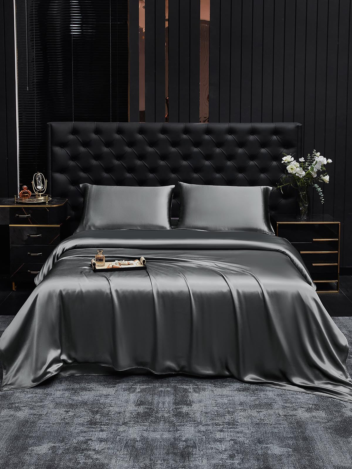 [Dark Gray] SilkSilky-UK 19Momme Bed Linen Set 001