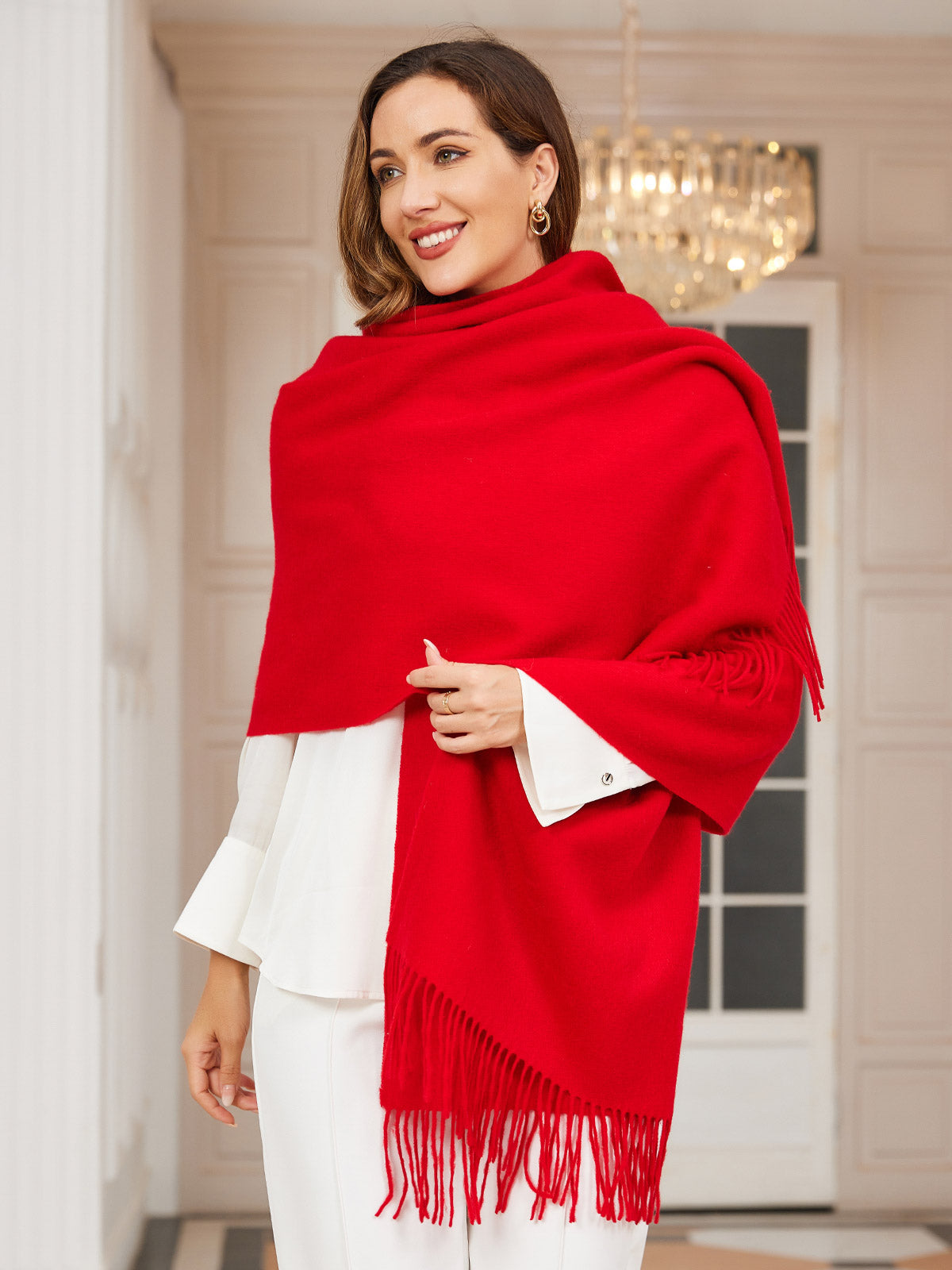 [Red] SilkSilky-UK Wool Scarf 003