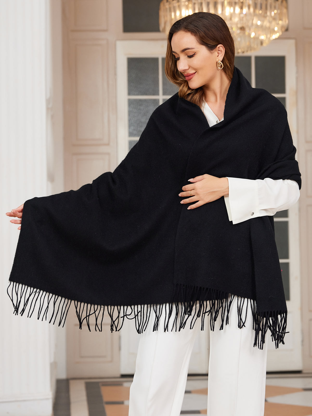 [Black] SilkSilky-UK Wool Scarf 001