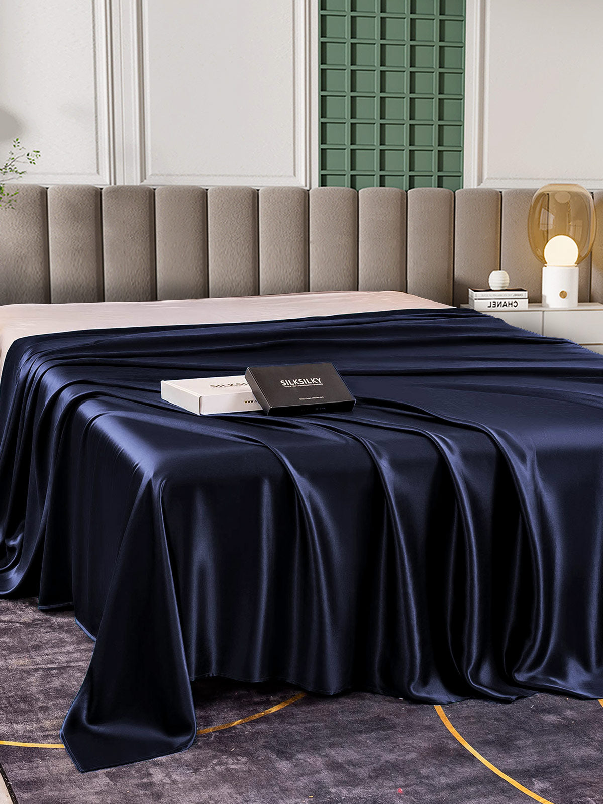 [Dark Blue] SilkSilky-UK 25Momme Pure Silk Sheet 003