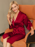 SilkSilky UK Pure Silk Half Sleeve Womens Robe Wine 004