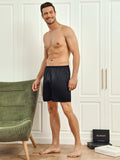 SilkSilky-UK 19Momme Pure Silk Mens Sleep Bottoms Black 006