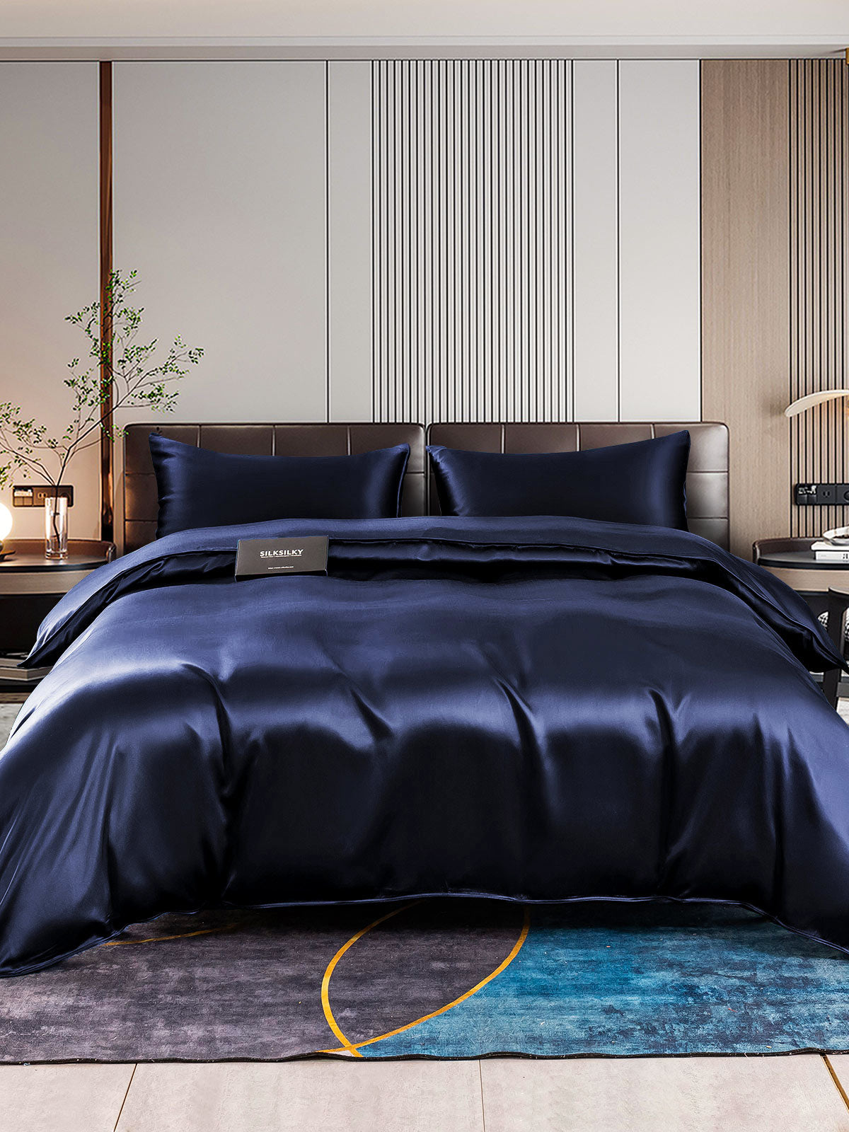 SilkSilky UK 22Momme Pure Silk Bedding Set DarkBlue 001