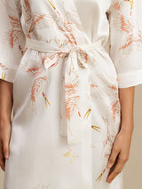 [White] SilkSilky-UK 3/4 Sleeve Women's Dressing Gown 005