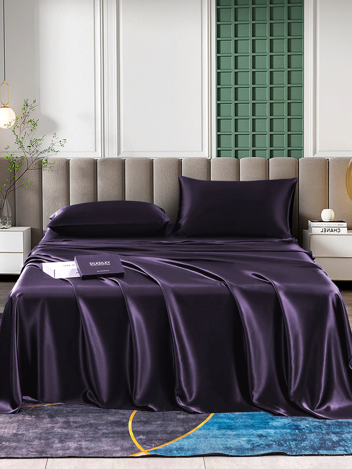 [Deep Purple] SilkSilky-UK 22Momme Pure Silk Bedding Set 001,