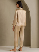 [Champagne Gold] SilkSilky-UK Long Sleeve Lapel Collar Women's Pyjamas 002