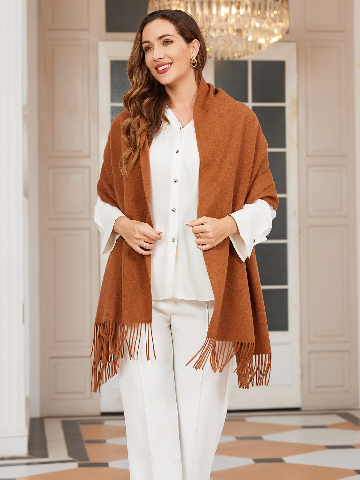 [Brown] SilkSilky-UK Wool Scarf 003